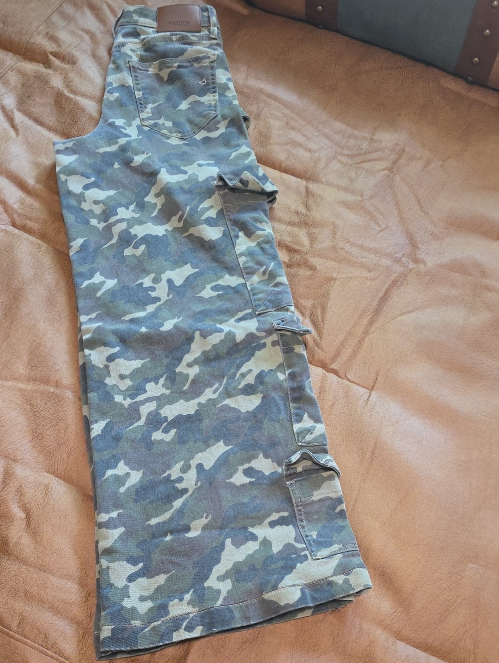 Camo Carpenter Pants with Pocket Details - Blue/Gray